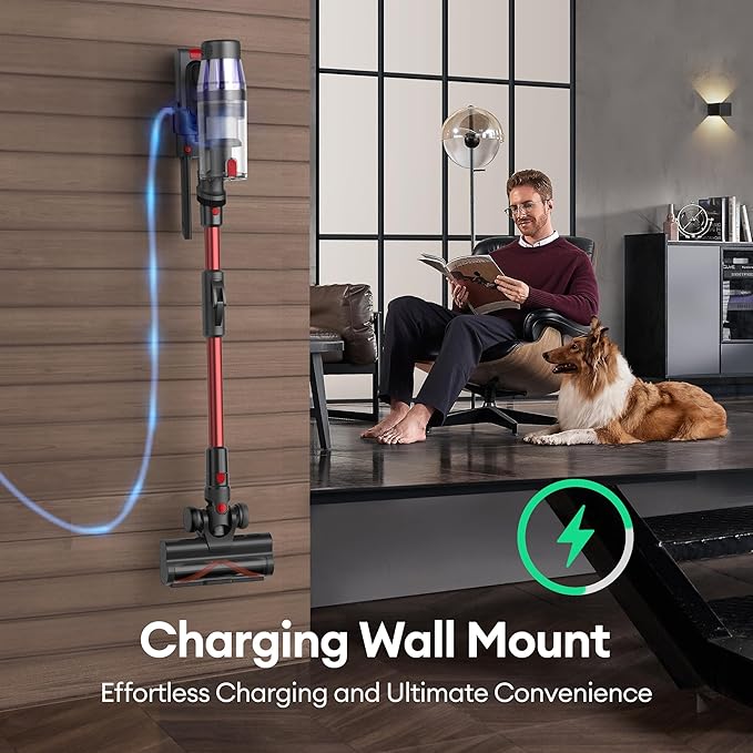 Ultenic Cordless Vacuum Cleaner, 600W 55Kpa 60Mins Vacuum Cleaners for Home, with 180°Bendable Wand, Anti-Tangle Brush, Charging Dock, Stick Vacuum Cordless for Pet Hair/Carpet/Floor/Car