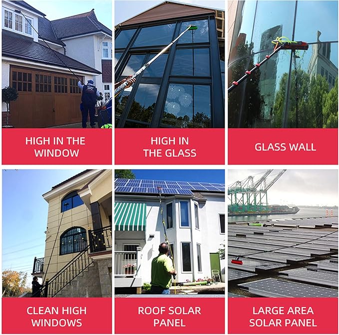 Window Cleaning Pole,Photovoltaic Panel Cleaning Brush,3.6-10.8MWater Fed Telescopic Brush,Conservatory Roof Cleaning Tools,for Photovoltaic Panel Cleaningtrucks Windows,9m/30FT