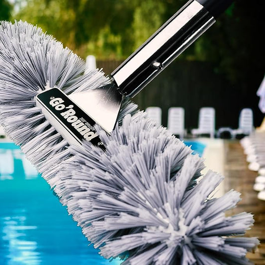 GoRound 360 Stainless Steel Pool Brush 18 inches (Stainless Steel & Polypropylene Pro)