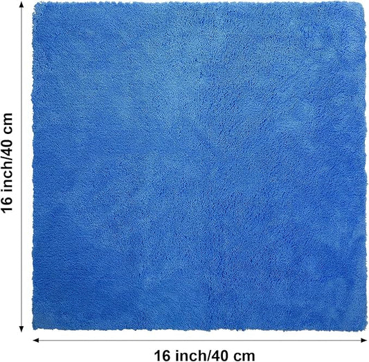 Shimeyao 30 Pcs 16 x 16 Inch Edgeless Microfiber Plush Towels for Cars Detailing Drying Wash Polishing Absorbent Cleaning Cloths, 500 GSM (Dark Blue)