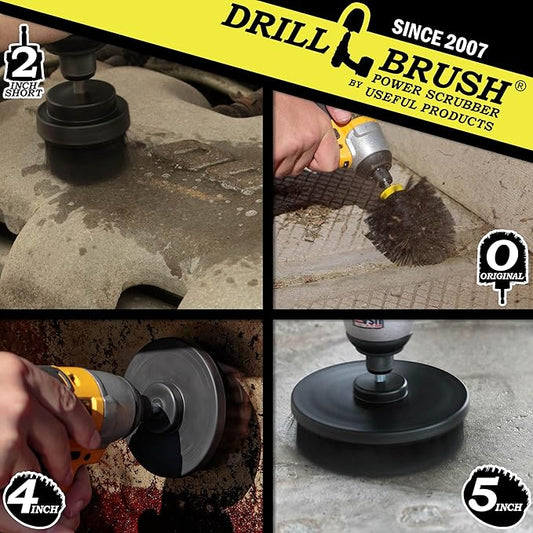 BBQ Accessories - Grill Brush - Grill Tools - Ultra Stiff Drill Brush Attachment Kit - Grill Scraper - Wire Brush Alternative - Grill Cleaner - Rust Remover - BBQ Brush - Graffiti Remover - BBQ Tools