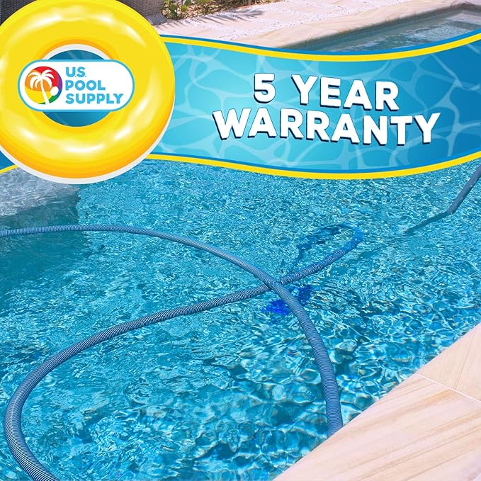 U.S. Pool Supply Pool Vacuum Hose - 1-1/2" x 30' Professional Heavy Duty Pool Hose for Inground, Spiral Wound with Kink-Free Swivel Cuff - Connect to Vacuum Heads, Skimmer, Cleaner, Filter Pump Inlet