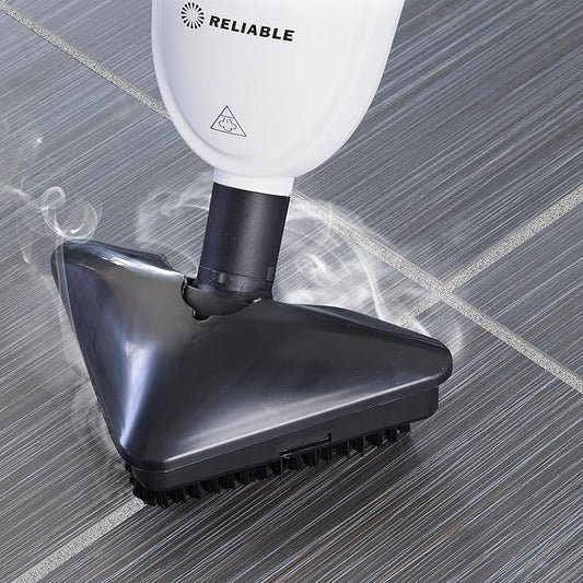 Reliable 300CU Steamboy Pro 3-in-1 Scrub and Steam floor mop with carpet glide - Electric steam scrubber, steam cleaner with 4 microfiber pads, for tile, grout, hardwood floors, 180-degree swivel head