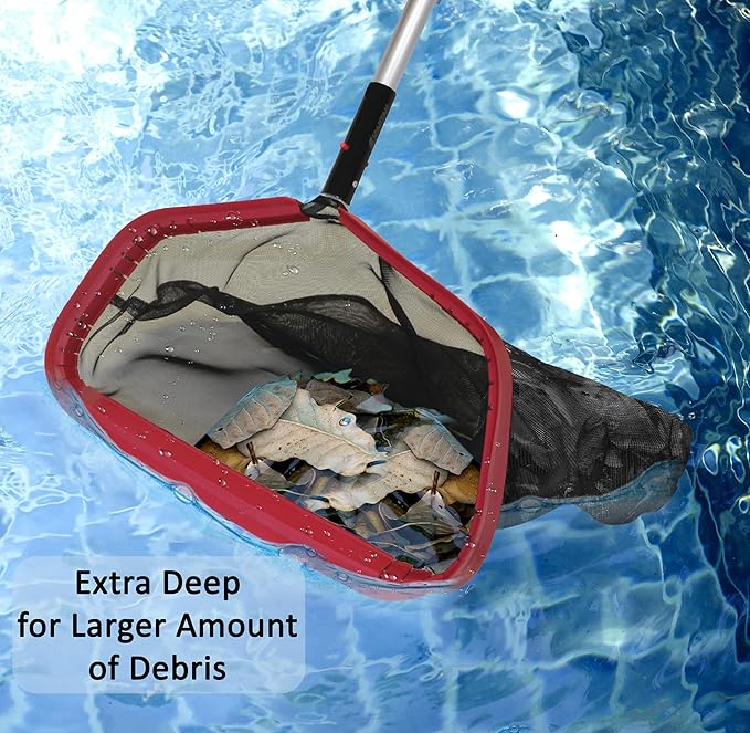 SKIMLITE MANUFACTURING SP400 Leaf Skimmer Net for Cleaning Pools 19" Heavy Duty Fine Mesh Rake Cleaner Tool Reinforced Frame & Metal Handle Debris Removal for Inground Hot Tub Spa, Fits All Pool Poles