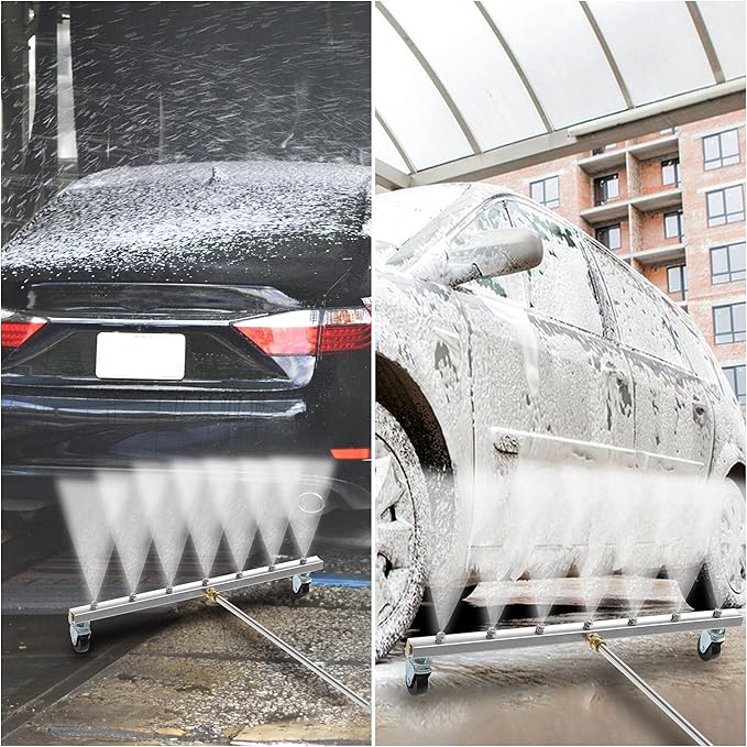M MINGLE 24” Undercarriage Pressure Washer Attachment, Undercarriage Sprayer with 7 Nozzles, Under Car Washer with 3 Pieces Extension Wand, 4000 PSI