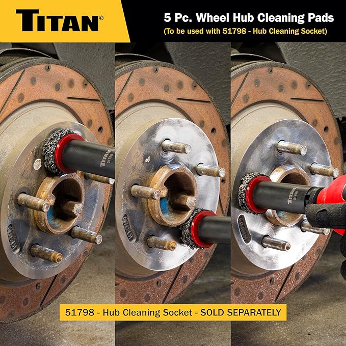 Titan 51799 5-Piece Wheel Hub Cleaning Pads Set, For use with Titan 51798 1/2-Inch Drive Impact Socket