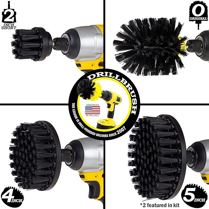 BBQ Accessories - Grill Brush - Grill Tools - Ultra Stiff Drill Brush Attachment Kit - Grill Scraper - Wire Brush Alternative - Grill Cleaner - Rust Remover - BBQ Brush - Graffiti Remover - BBQ Tools