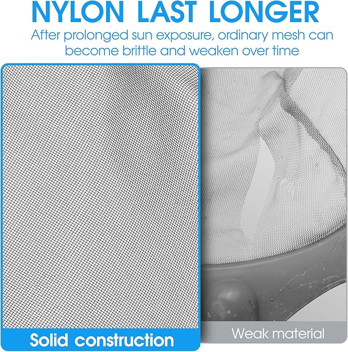 Upgraded Self-Repair Pool Net, Pool & Pond Cleaning Skimmer with Heavy Duty Nylon Net - Fine Mesh, Aluminum Frame, Deep Trash Bag for Above Ground & In-ground Pools, Leaf Skimmer Rake Net(No Pole)