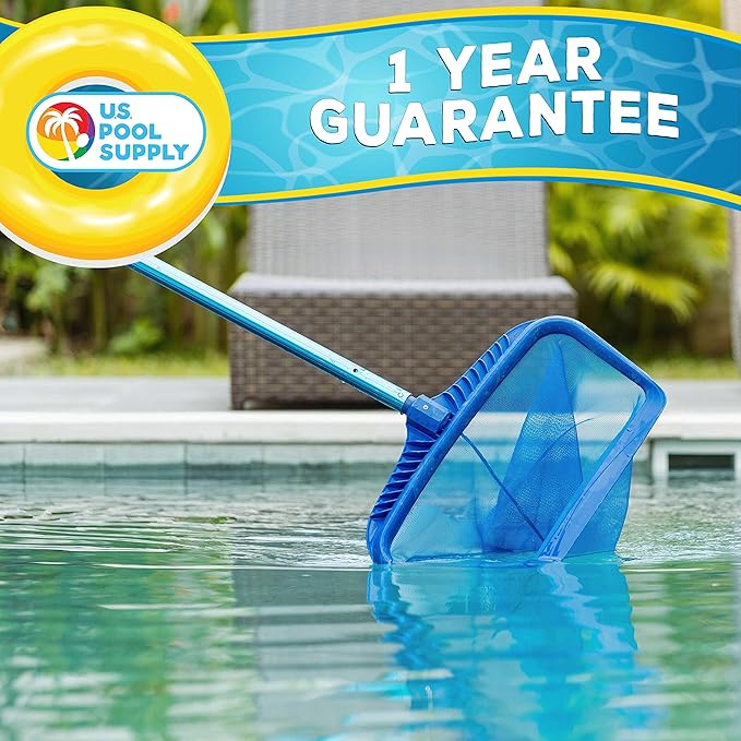 U.S. Pool Supply 10 Foot Swimming Pool Pole Telescopic - Aluminum Pool Skimmer Pole Net, Rake, Brush, Vacuum Head Handle, Attach Cleaning Equipment Accessories, Adjustable 3 Piece Expandable Extension