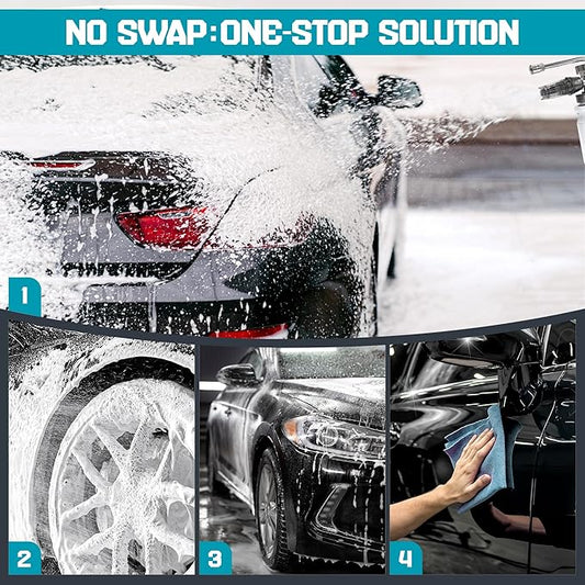 Foam Cannon Kit for Pressure Washer, Dual Connector Snow Foam Gun with Spray Gun, 5 Nozzle Tips, Curved Rods, 3/8" Swivel Quick Connect, M22-14mm & M22-15mm Adapters