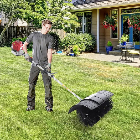 Gas Handheld Sweeper, 4-Stroke Gas Power Walk Behind Sweeper, Portable Handheld Sweeper, Artificial Grass Power Brush Lawn Sweeper Cleaner Tools for Sweeping Driveway Grass Patio Snow Clean, 1000W