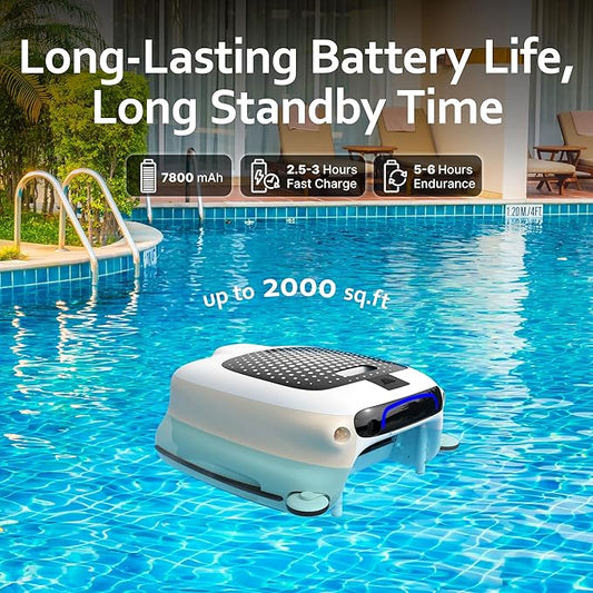 Pool Filter Surface Cleaner Robot with Remote Control, Smart Pool Skimmer Basket, Automatic Pool Vacuum Cleaner with Brushless Motors
