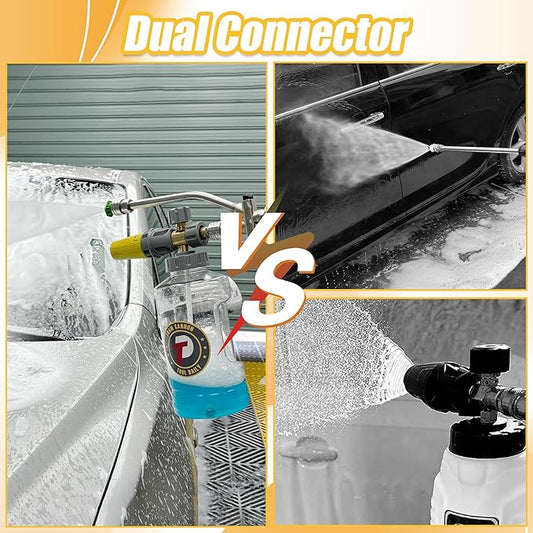 Tool Daily Foam Cannon for Pressure Washer with Dual Connector Accessory, Adjustable Soap Cannon with M22-14 and 1/4β Quick Connect Fittings, Additional Orifice Nozzle 1.1mm, 1.5 Liter