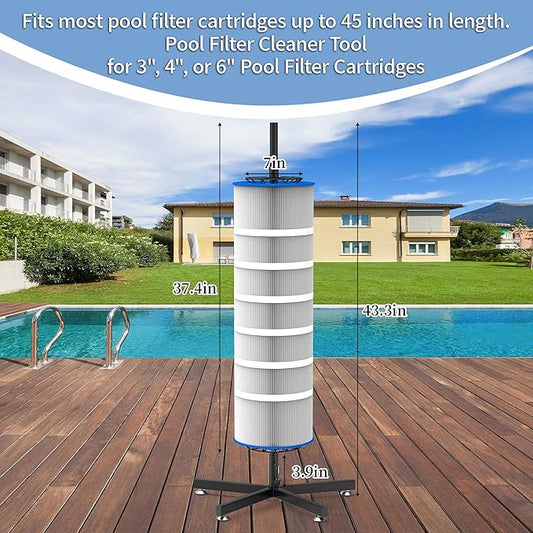 GARVIN Cyclone Pool Filter Cartridge Cleaner with Stand – 360° Rotating Cartridge Washer for 3", 4", 6" Filters – Quick Deep Cleaning with Heavy-Duty Stable Base
