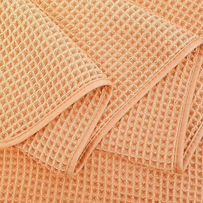 POLYTE 430 GSM Microfiber Oversize Quick Dry Lint Free Bath Towel, 60 x 30 in, 4 Pack (Waffle Weave)