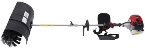 Handheld Power Broom Sweepe, 52cc Portable Gas Power Broom Walk Behind Sweeper Driveway Cleaning Tool, Artificial Grass Brush Power Broom