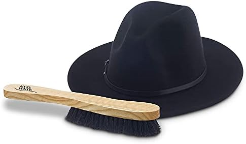 Fedora Hat Brush Lint Remover Duster Brushes for Felt Hats 100% Horse Hair (Black) Wood Brush - Image 6