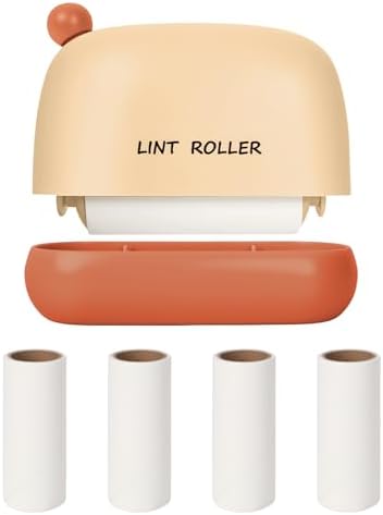 Disposable Mini Lint Roller with 4 Refills, CreamyYellow | Portable, Easy Tear Residue-Free, Pocket-Sized for Travel Clothes, Furniture, Carpets, Pet Hair Remover, Fits in Wallet Bag by Unknown