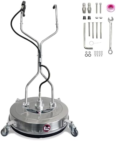 24" High-Pressure Washer Cleaner – 4900 PSI Stainless Steel, 4-Wheel Design with Dual Handles for Driveways, Sidewalks, Curbs, Decks & Patios – Efficient Cleaning Tool