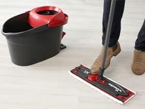 Vileda Ultramax Turbo XL Set, XL Floor Mop with Telescopic Handle for Large Surfaces, Microfibre Mop Cover, Bucket with Spinner, for All Hard Floors, Love It Clean, Eco Packaging