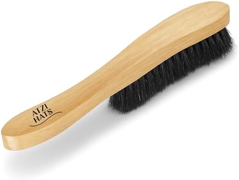 Fedora Hat Brush Lint Remover Duster Brushes for Felt Hats 100% Horse Hair (Black) Wood Brush by AtziHats