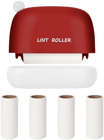 Disposable Mini Lint Roller with 4 Refills, ChristmasRed | Portable, Easy Tear Residue-Free, Pocket-Sized for Travel Clothes, Furniture, Carpets, Pet Hair Remover, Fits in Wallet Bag by Unknown