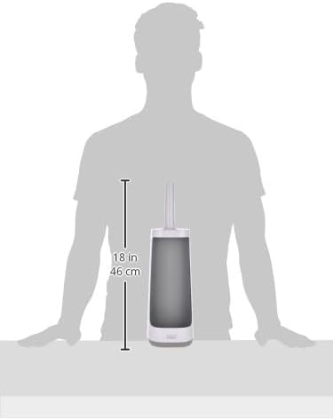 Joseph Joseph Flex Plus - Smart Hygienic Silicone Toilet Brush with Storage Bay Caddy, flexible, anti-drip, anti-clog deep clean head - Large, White/Grey