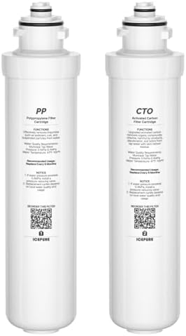 ICEPURE PP and CTO 2-stage Filters Replacement for ICEPURE 6-in-1 Bottleless Water Cooler Ice Maker with 2-Stage Filtration, WiFi, Bullet and Crushed Ice, YD-ZB007, 6 Months by ICEPURE