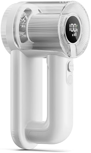 Rechargeable Fabric Shaver, 2-in-1 Lint Remover with 6-Blade | For sweaters, blankets, coats and cloth upholstery, with 200ml container, LED display, USB-C charging and 3 speeds by Unknown