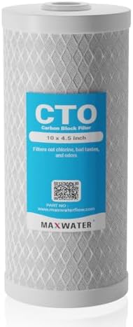 Max Water 10 x 4.5 Whole House Water Filter System Replacement CTO Cartridge | Premium Coconut Shell 5 Micron Activated Carbon | Compatible with FXHTC, FC15B WFHDC8001 CB-BB-10 EP-BB CTO10BB (1 Pack) by MaxWater