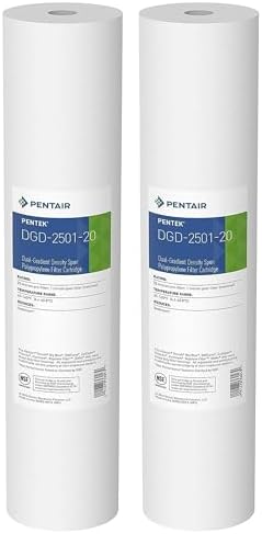 Pentair Pentek DGD-2501-20 Big Blue Sediment Water Filter, 20-Inch, Whole House Dual-Gradient Density Spun Polypropylene Cartridge, 20" x 4.5", 1 Micron, Pack of 2 by PENTAIRPENTEK