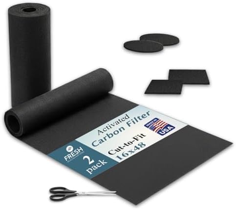 Activated Carbon Filter Pad - Cut to Fit Air Vent Filters for Home, AC, Furnace, Range Hood & Vent - Charcoal Filter Sheets Material for Dust, Odor, Smoke & Allergen Removal - 2 Pack by FreshHeadquarters