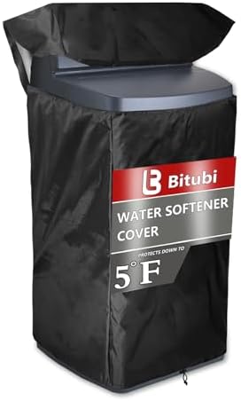 Bitubi Water Softener Insulated Cover for WHES30E/WHES40E Grain Water Softener System with Zipper Opening and Plush Lining, Indoor/Outdoor All Weather Protection 19.5"W x 20.5" D x 47" H, Black by PatioFurnitureCovers