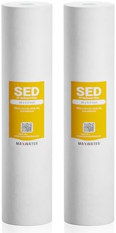 Max Water 5 Micron 20 x 4.5 Whole House Sediment Filter 20 inch Well Water Filter Replacement Cartridge Compatible DGD-5005-20, FP25B, AP810-6, FPMB5-20, 155358-43, 2 Pack by MaxWater