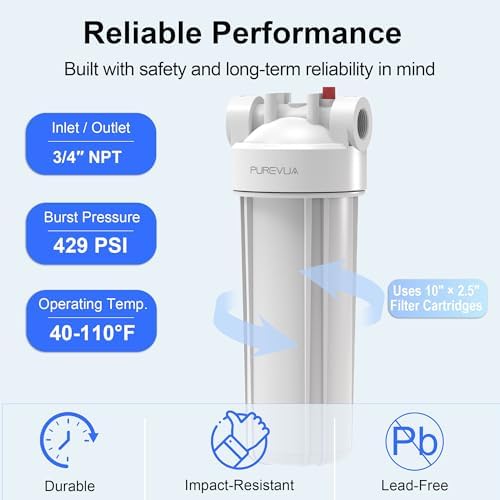 PFW10 Whole House Water Filter Housing, Fits 10” x 2.5” Big Filters - Image 4