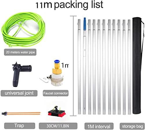 Telescopic Window Cleaning Pole with 30CM Brush Head Ideal for Photovoltaic Panel Cleaning and Solar Panels 11m Extendable Pole for Various Cleaning Activities