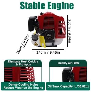 52cc Power Broom for Artificial Turf,2.3HP Handheld Grass Brush Sweeper with with Blower,2-Stroke Gas Snow Broom for Driveway,Lawn,Turf,Artificial Grass,Farms,Streets Cleaning