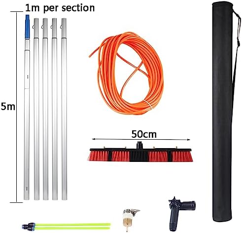 Telescopic Window Cleaning Pole 10-39ft with 30cm/50cm Brush Head, Water Fed Roof Cleaning Tool, Extendable for Easy Reach, Perfect for High Windows and Exterior Surfaces