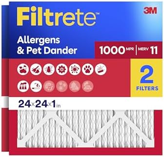Filtrete 24x24x1 Air Filter, MERV 11, MPR 1000, 2 HVAC Filters by Filtrete