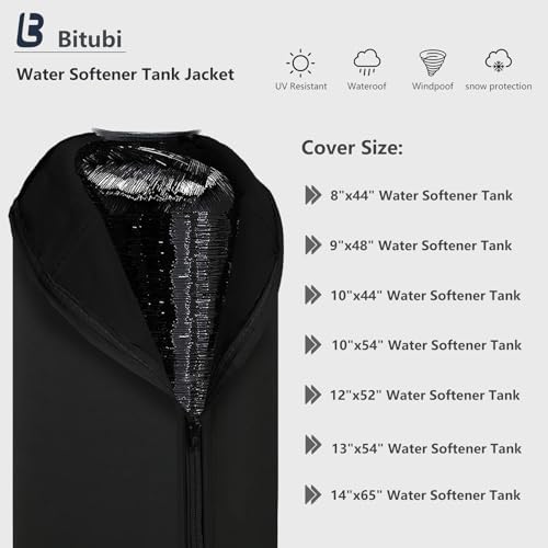 Bitubi Water Softener Neoprene Sweat Jacket, Outdoor Water Softener and Filter Tank Cover to Prevent Sweating, Water Softener Insulated Cover (9x48, Black) - Image 2