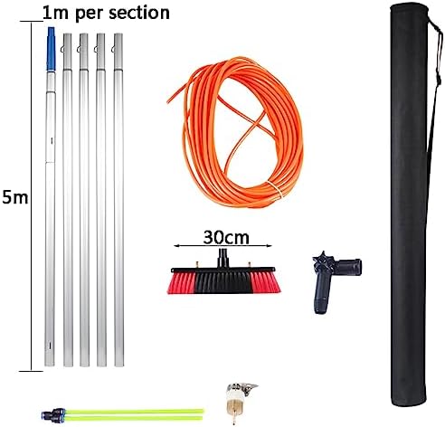 Telescopic Window Cleaning Pole 10-39ft with 30cm/50cm Brush Head, Water Fed Extending Pole for Roof & Glass Cleaning, High Reach Cleaning Tools for Home & Professional Use