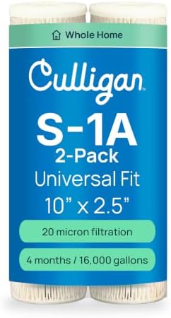 Culligan S1A Whole House Standard Water Filter Cartridge, 20 Micron, 16,000 Gallons, 2-Pack ?€? Reduces Sediment, Rust, Scale, Sand, and Silt ?€? Compatible with HF-150A, HF-160, HF-360A, HF-365 by CulliganWater