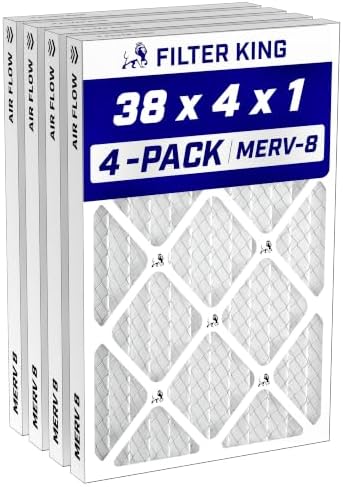 Filter King 38x4x1 Air Filter MERV 8, AC Furnace Filters (4-Pack) by FilterKing