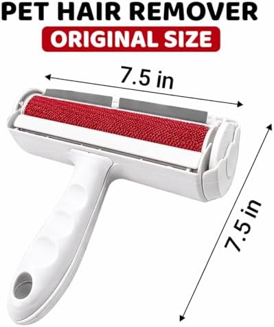 Pet Hair Remover Roller with 2 Grooming Gloves ?€? Reusable Lint Remover for Dogs and Cats (Red) - Image 2