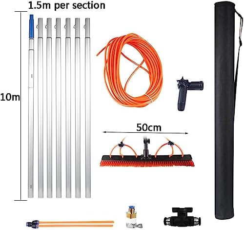 Telescopic Window Cleaning Pole 10-39ft with Large 30cm/50cm Brush Head - Water Fed Roof Cleaning Tool for Efficient Outdoor Window Washing