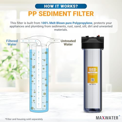 Max Water 1 Micron 20 x 4.5 Sediment Filter 20 inch Whole House BB Water Filteration System Replacement Compatible Cartridge DGD-5005-20, FP25B, AP810-6, FPMB5-20, P5-20, 155358-43, SDC-45-2005 - Image 4
