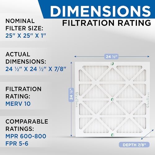 Glasfloss ZL 25x25x1 MERV 10 Air Filters for AC Furnace. 4-Pack - Image 2
