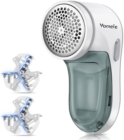 Fabric Shaver, Electric Lint Remover for Clothes & Furniture, Sweater Shaver & Pilling Remover, Depiller wtih 2 Extra Blades Included, Lint Shaver for Clothing - Battery Operated by Yomeie