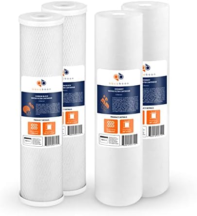 Aquaboon 5 Micron 20 x 4.5 Water Filter Cartridges Set of 4, Whole House Water Filter Replacements for 2-Stage Sediment & Chlorine, Odors Reduction by Aquaboon