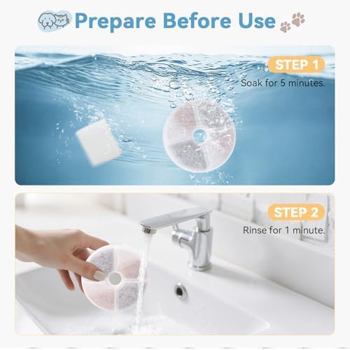 24 Pack Cat Water Filters for FEELNEEDY 3.5L/ 118oz Water Fountain FN-W08L, Ion Exchange Resin with Coconut Shell Activated Carbon Filter Refills, 12 Pack Filters & 12 Pump Sponges - Image 4